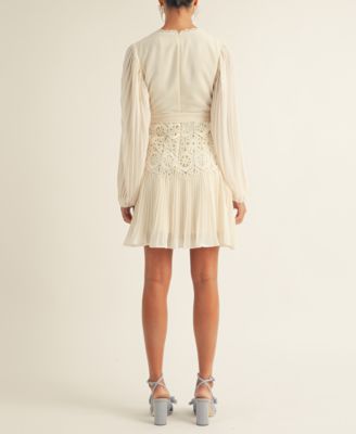 Women's Jules Lace-Trim Blouson-Sleeve A-Line Dress