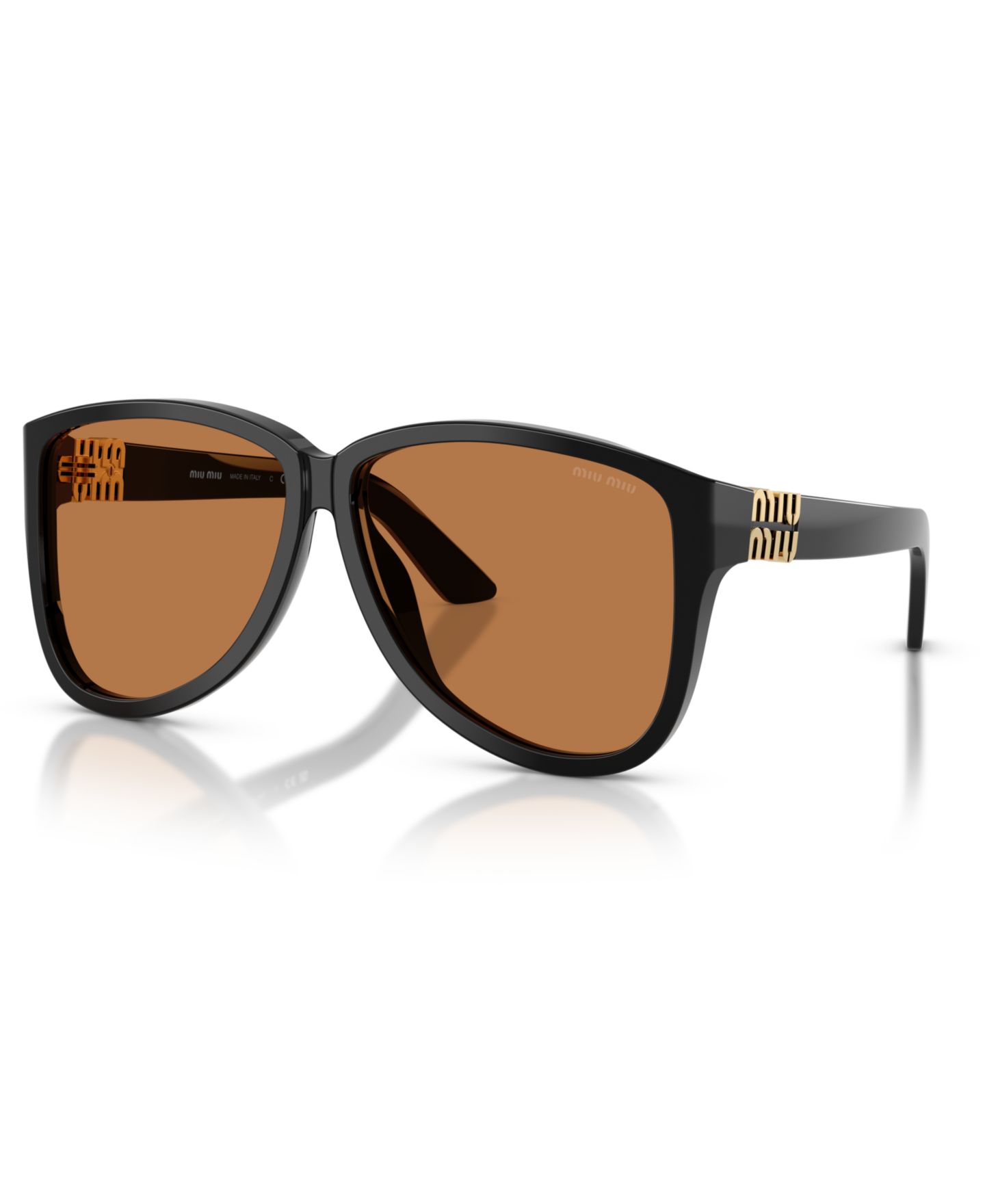 Женские солнцезащитные очки MIU MIU Large Sunglasses, MU A08S, цвет: Чёрный — фото 7