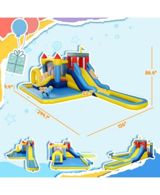6 in 1 Inflatable Water Slide Park with 550W Blower for Kids 3-8 Years