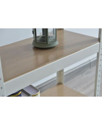 White and Chrome 4 Tier Rectangular Bookshelf Modern Open Shelf with X Shape Cross Bar Design