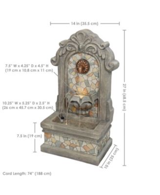 Enchanting Estate Polyresin Flat Back Floor Outdoor Wall Fountain for the Patio, Deck, or Yard - 27" - Gray