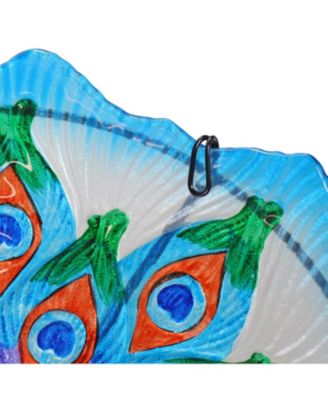 Exquisite Feathers Deck-Mounted/Staked Glass Bird Bath - 11” Diameter - Turquoise