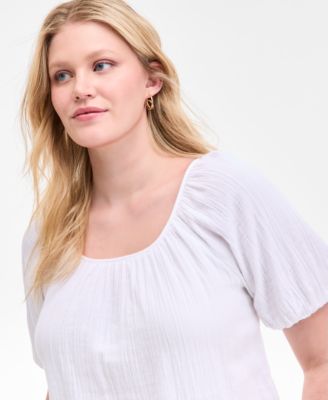 Women's Cotton Gauze Scoop-Neck Top, Exclusively at Macy's