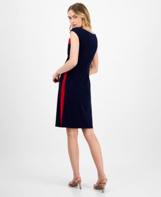 Sleeveless Tri-Tone Sheath Dress