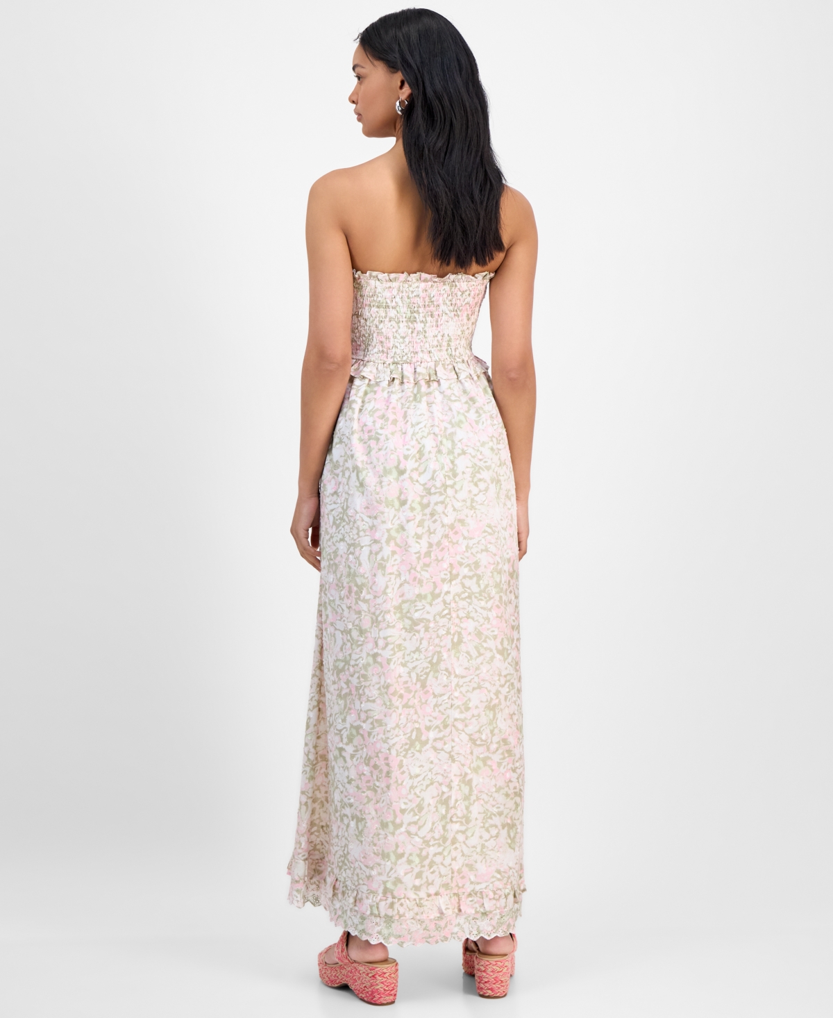 Shop And Now This Women's Cotton Smocked Strapless Maxi Dress, Exclusively At Macy's
