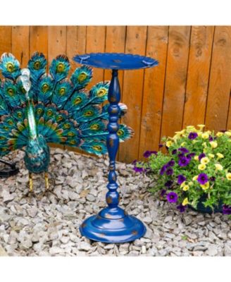 Feathered Friends Iron Pedestal Bird Feeder- 26” H - Blue
