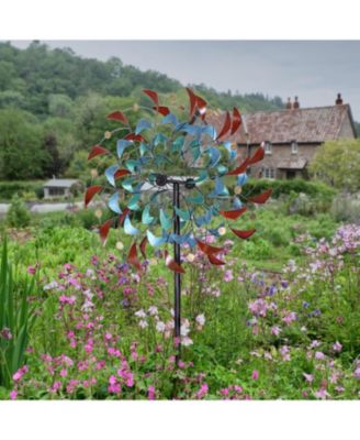 Rainbow Breezes Powder-Coated Iron Wind Spinner - 84" H - Red, Blue, Yellow, and Turquoise