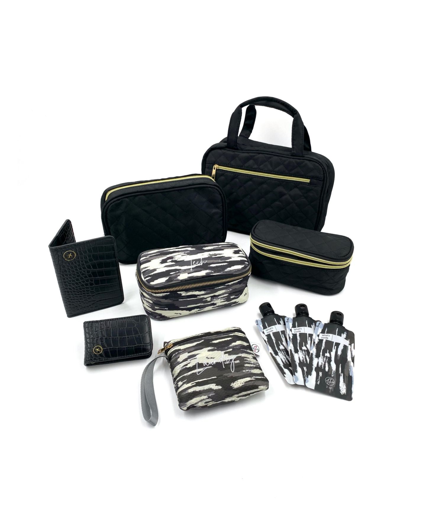Сумки Ms. Jetsetter Travel Trio: Quilted Jewelry, Makeup & Toiletry Set, цвет: Чёрный — фото 3