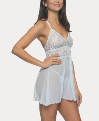 Women's Renee Sheer Babydoll Nightgown 2 Piece Lingerie Set