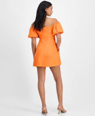 Women's Off-The-Shoulder Balloon-Sleeve A-Line Dress, Exclusively at Macy's
