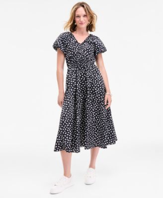 On 34th - Women's Paint Dot Puff-Sleeve Midi Dress