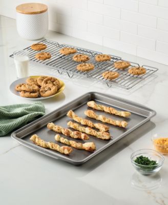 Bakeware 11" x 17" Baking Sheet Pan & Expandable Cooling Rack 3-Pc. Set