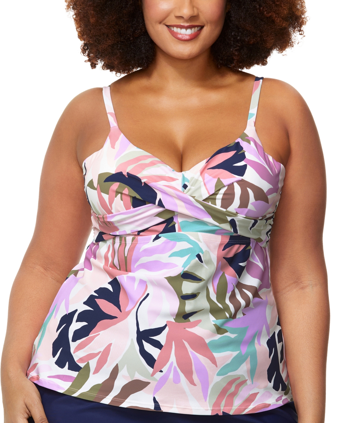 Trendy Plus Size Aries Tankini Top - Multi Color