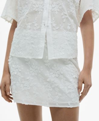 Women's Floral-Embroidered Cotton Skirt