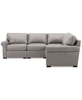 Radley Roll Arm 104" 5-Pc. Leather Square Corner L Sectional