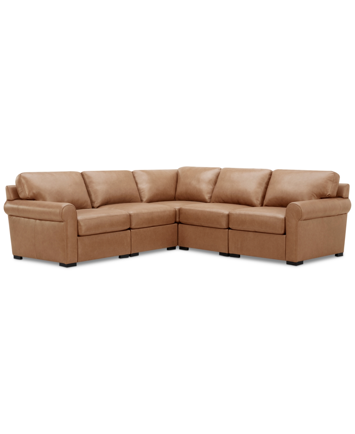 Macy's Radley Roll Arm 145" 6-pc. Leather Wedge Corner Chaise Sectional, Exclusively At