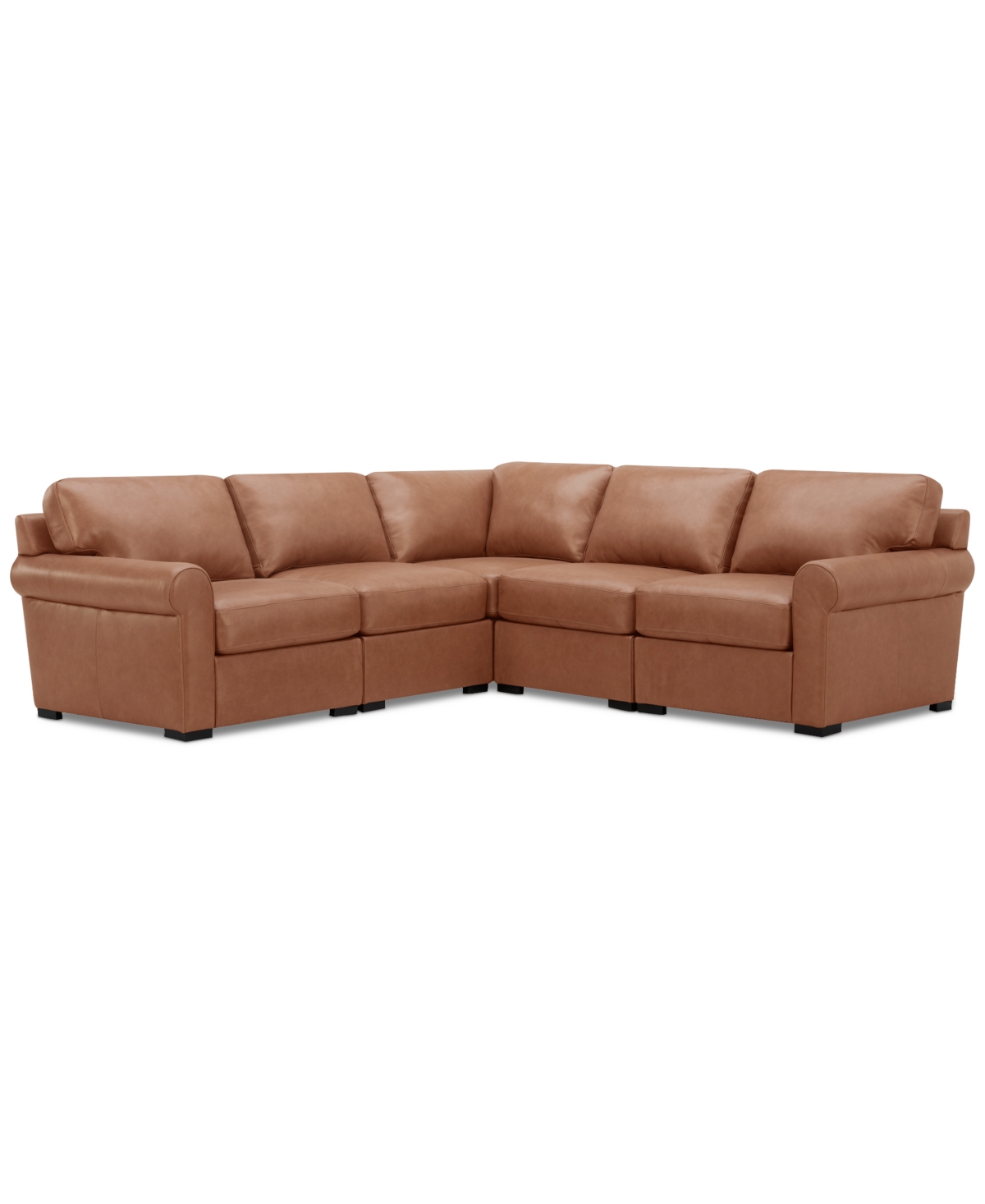 Macy's Radley Roll Arm 145" 6-pc. Leather Wedge Corner Chaise Sectional, Exclusively At