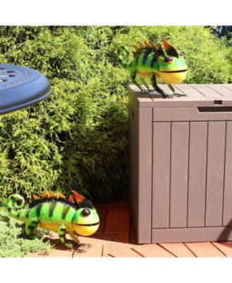 Greg and Gary the Green Chameleons Indoor/Outdoor Statues - Iron Construction - Green - Set of 2
