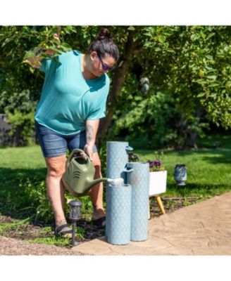 Moroccan Trellis 3-Column Modern Outdoor Water Fountain - 27.5"