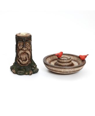 Brown Old Man in Tree 23.4-Inch Tall Resin Birdbath