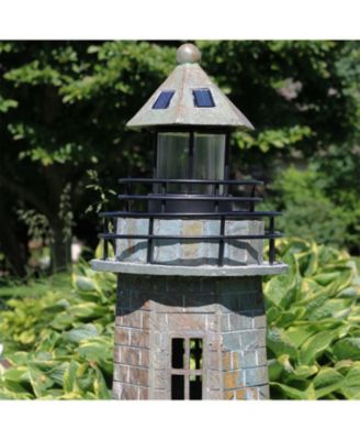 Outdoor Backyard Garden Nautical Lighthouse Solar LED Pathlight Statue Figurine - 35" - Brick