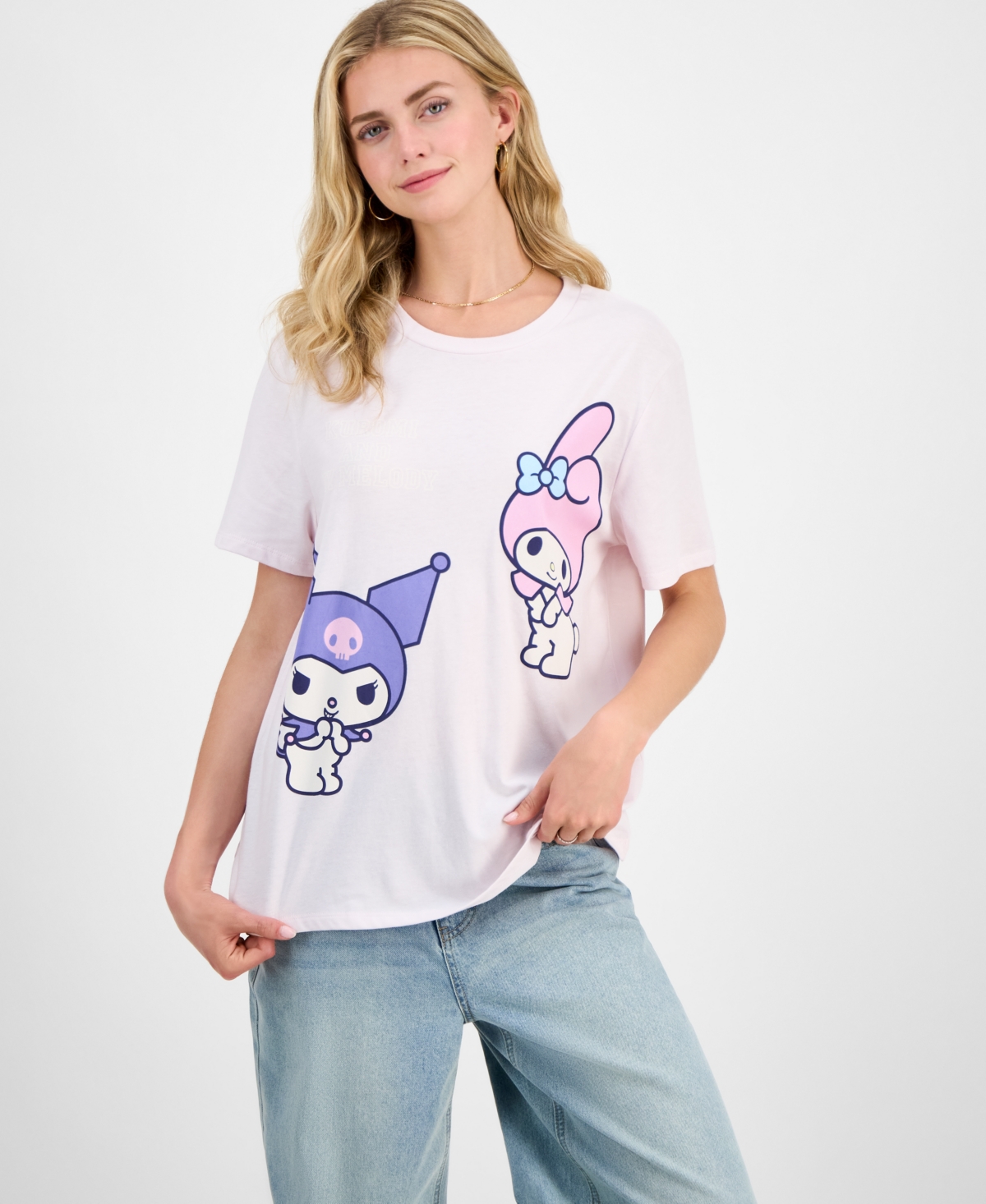 Juniors' Crewneck Short-Sleeve Graphic Print T-Shirt - Purple