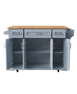 54" Kitchen Island Cart, Drop Leaf, Storage