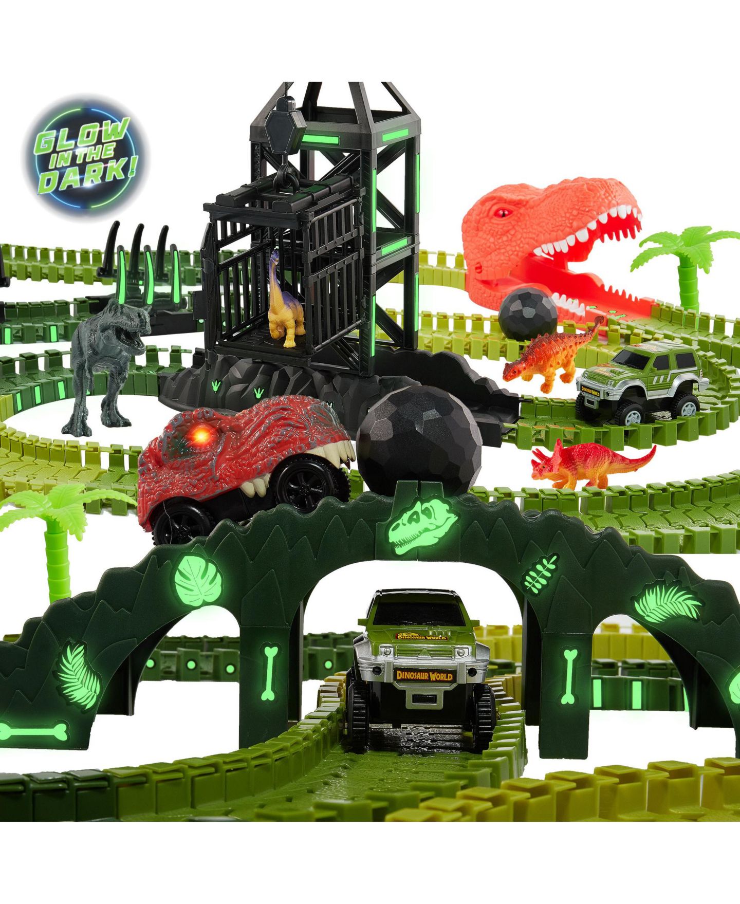 Детский конструктор USA Toyz Dinosaur Dash 225-Piece Glow-in-the-Dark Stem Building Set, Ages 3+ — фото 3