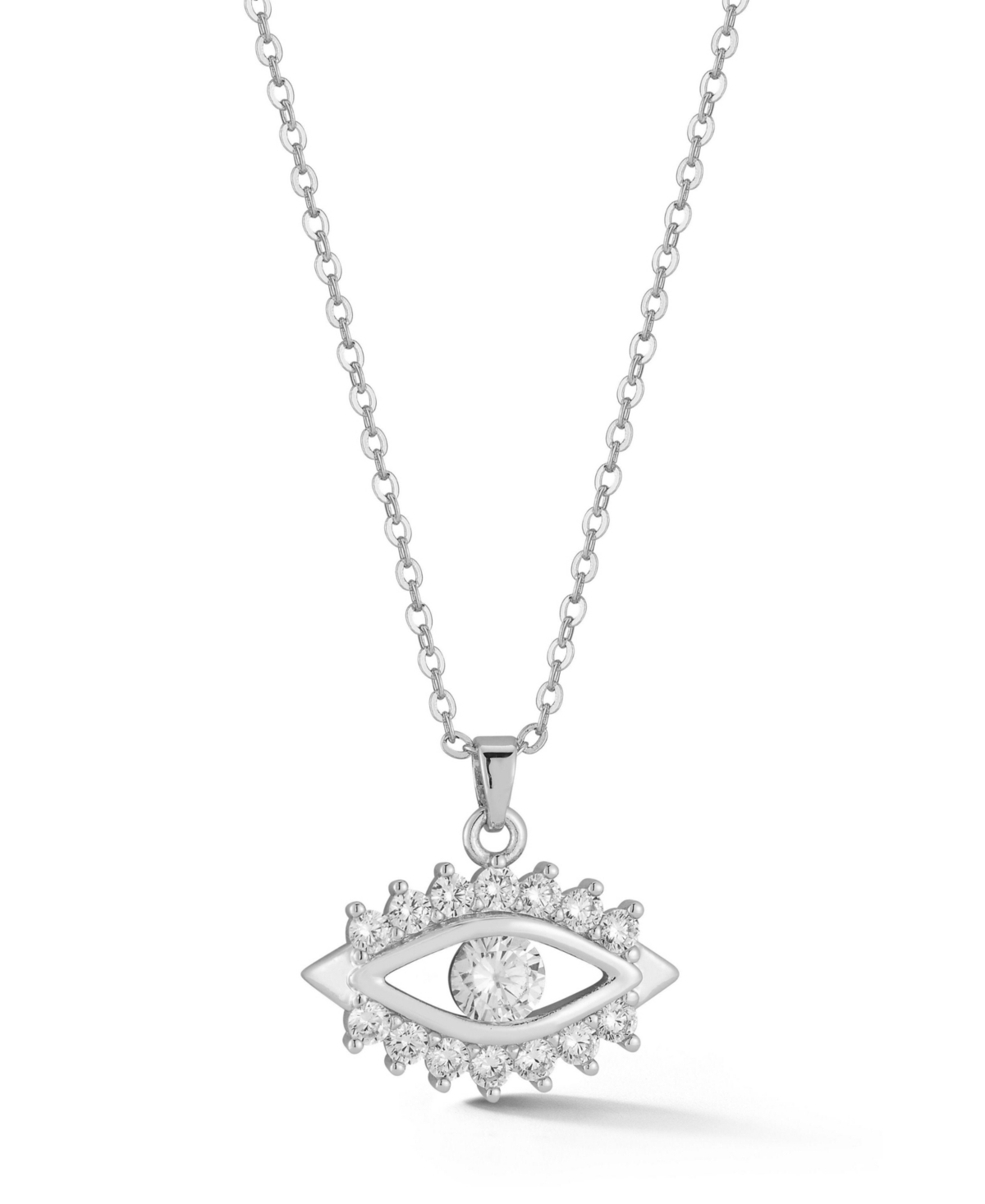 Gold Plated Dainty Evil Eye Pendant Necklace - Silver