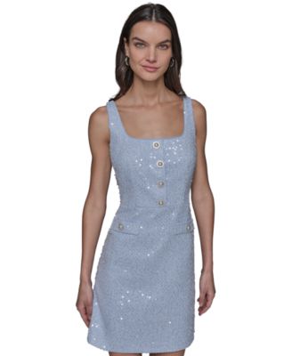 KARL LAGERFELD PARIS Women's Sequinned Tweed Sheath Dress - Macy's