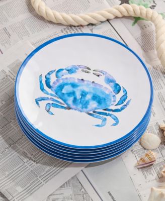 Beach House Crab Melamine 6-Pc. Dinner Plates, Service For 6
