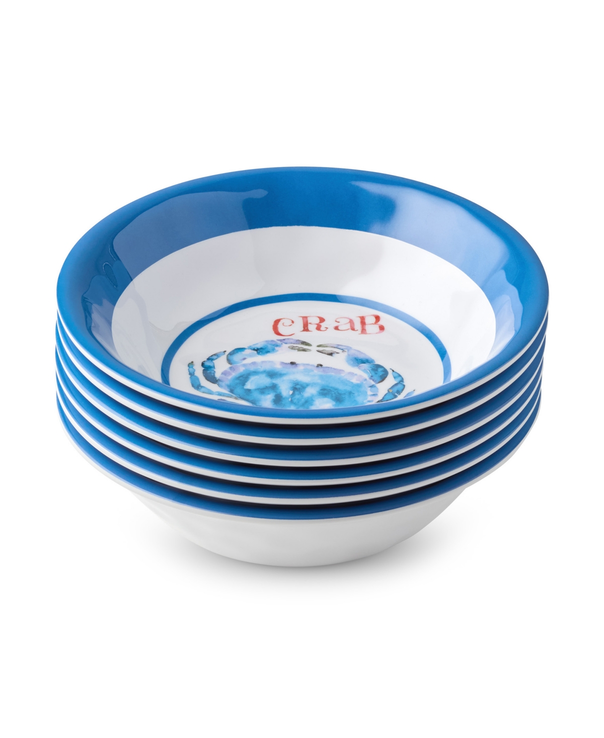 Beach House Crab Melamine 6-Pc. All-Purpose Bowls, Service for 6