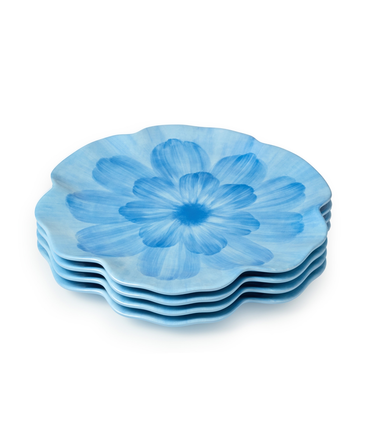 Wildflower 3-d Floral 4-Pc. Dinner Plates, Service for 4 - Blue