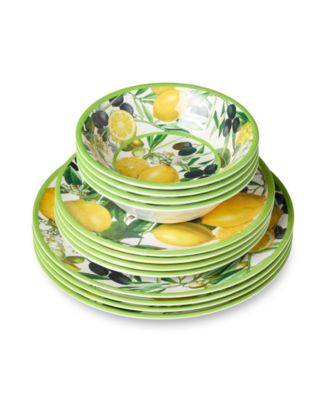 Limone Melamine 12-Pc. Dinnerware Set, Service For 4