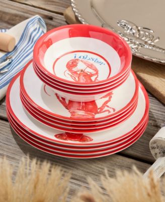 Beach House Lobster Melamine 12-Pc. Dinnerware Set, Service For 4