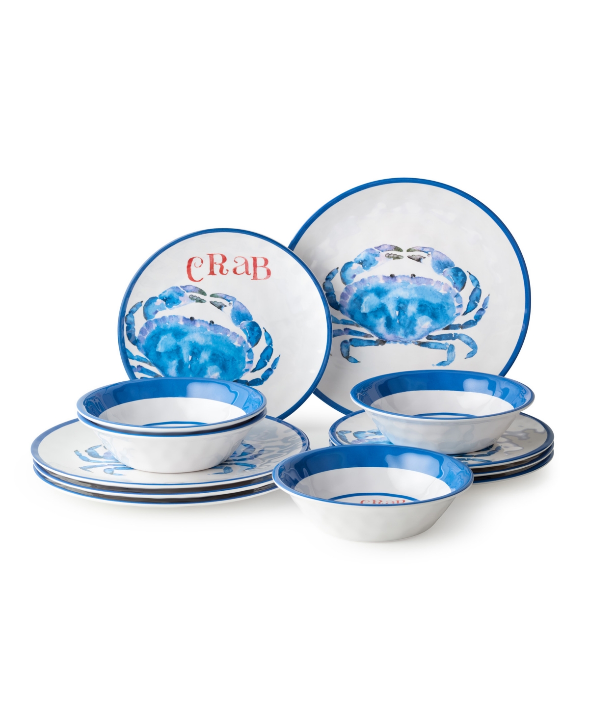Beach House Crab Melamine 12-Pc. Dinnerware Set, Service for 4