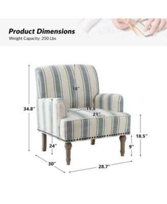 Arching Armchair with Solid Wood Legs and Nailhead Trim