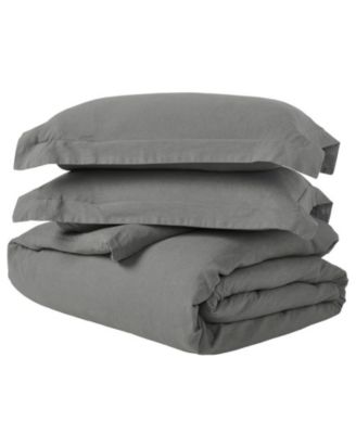 Superior Cotton Linen Blend Solid 3-Piece Duvet Cover Set, Full/Queen