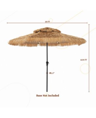 10 Ft Hawaiian Beach Parasol Outdoor Umbrella with Solar Lights