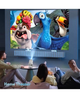 Projector 4K 1080P Support, Mini Projector Smart for Movie Projection Compatible with Phone- White