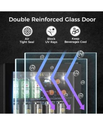 24-Bottle Wine Cooler with Glass Door, Quiet Compressor, Adjustable Temp, Freestanding Mini Bar Fridge.