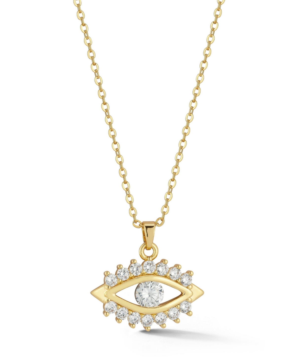 Gold Plated Dainty Evil Eye Pendant Necklace - Gold