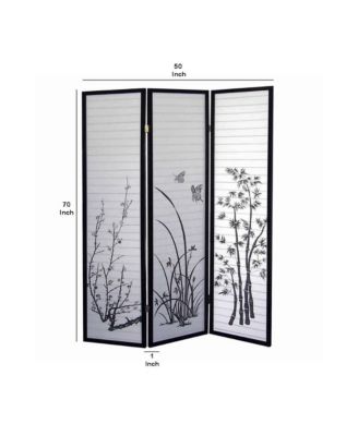 Naturistic Print 3-Panel Room Divider for Stylish Home Partitioning