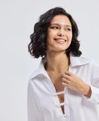 Women's Crisp Details Button-down Shirt in White
