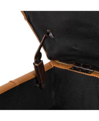 Anti-Scratch PU Leather Storage Ottoman, Upholstered Footstool with Gold Stainless Steel Legs for Bedroom or Living Room