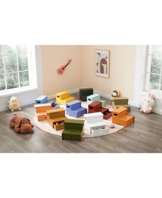 14" Wooden Toddler Step Stool for Kids with Storage for Bedroom, Bathroom & Kitchen