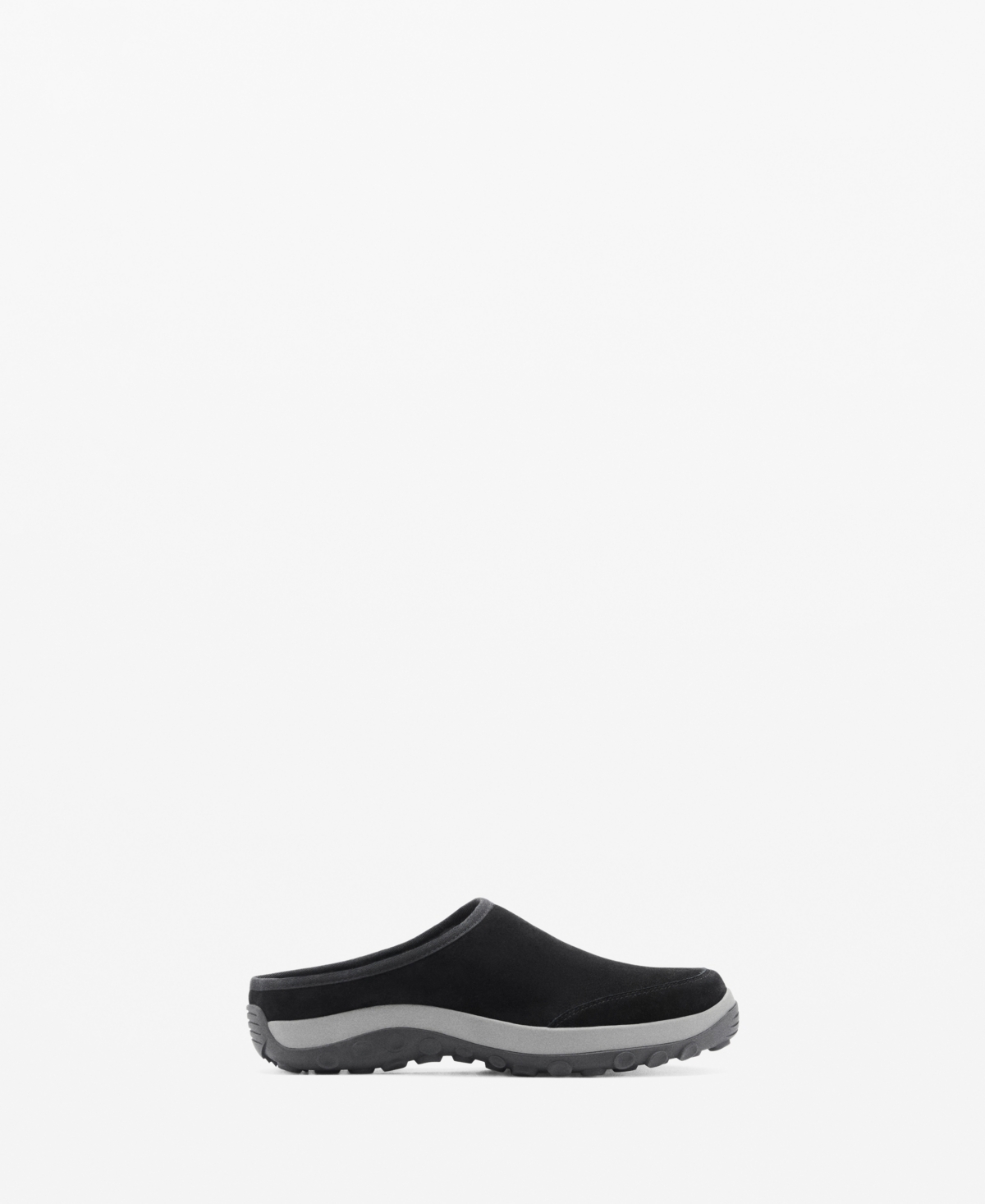 Mango Leather Clog With Track Sole Black In Black