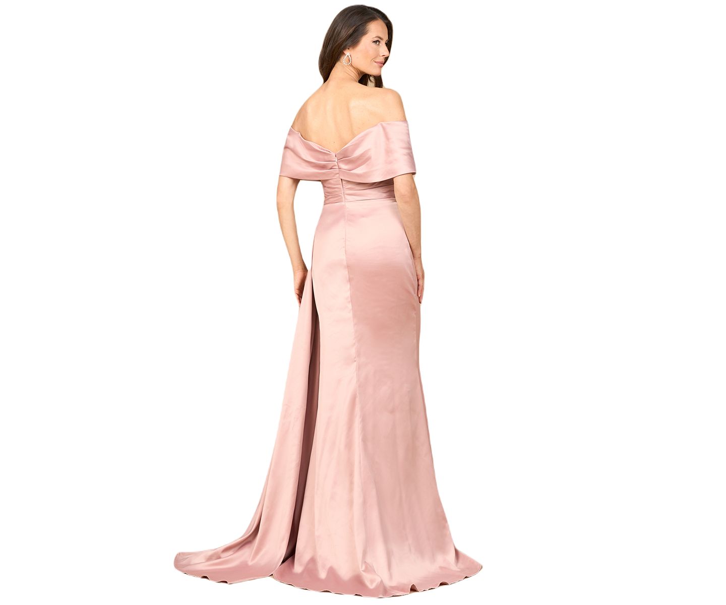 Женское платье Lara Off Shoulder Satin, цвет: Пудровый — фото 2