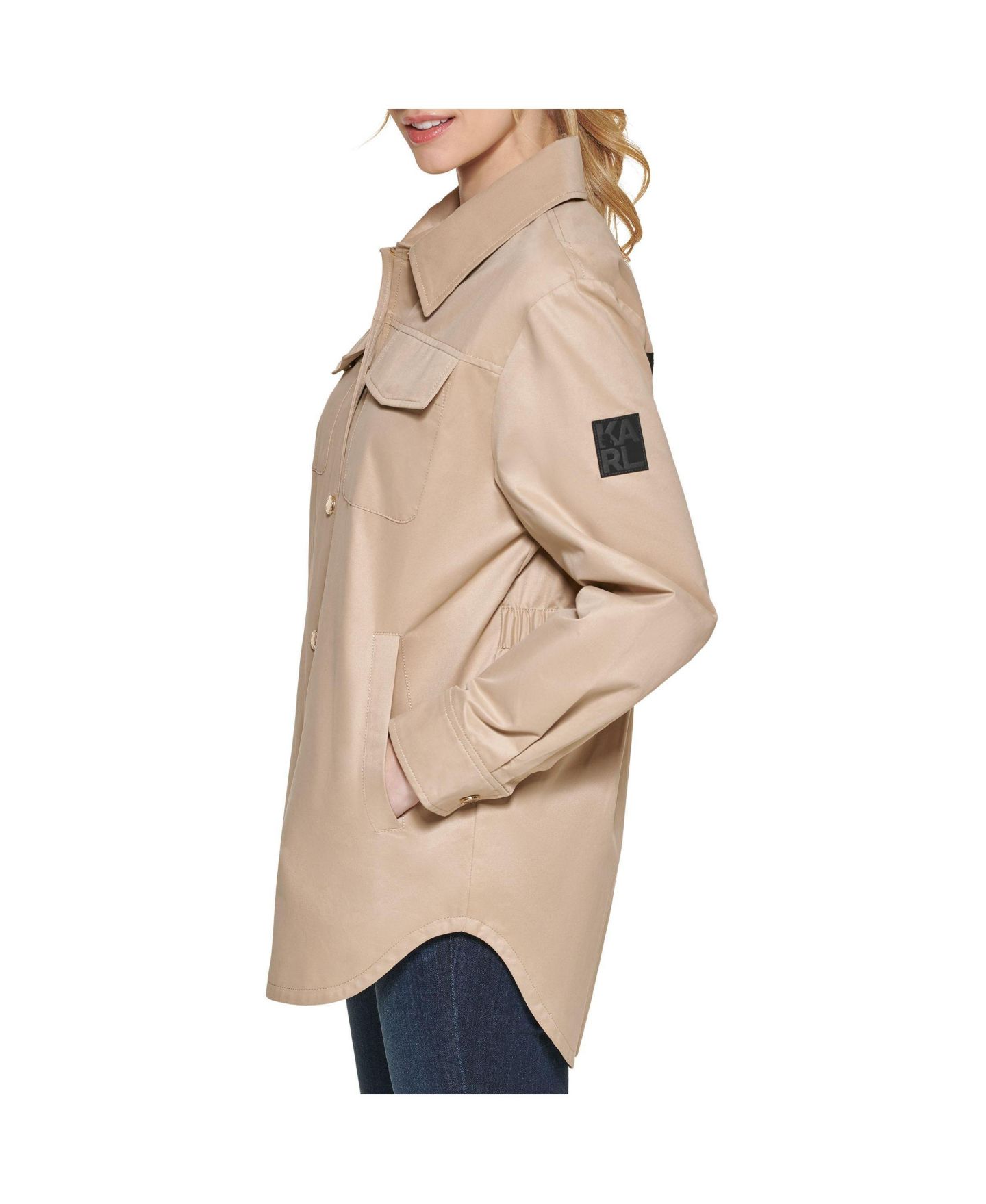 Женская куртка KARL LAGERFELD PARIS Oversized Shirt Jacket, цвет: Хаки — фото 2