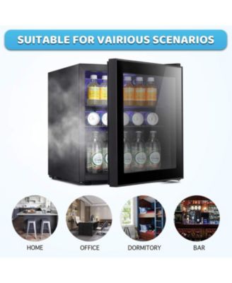 1.6 Cu.ft. 70-Can Beverage Refrigerator with Glass Door and Removable Shelves